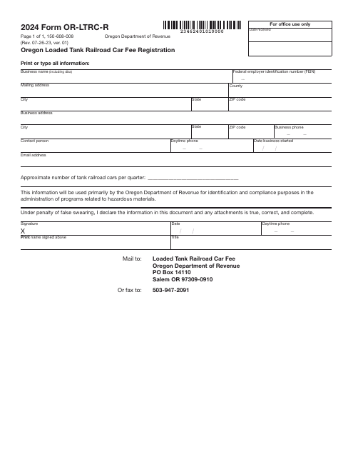 Form OR-LTRC-R (150-608-008) 2024 Printable Pdf
