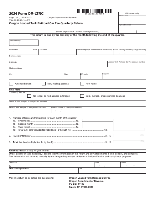 Form OR-LTRC (150-607-001) 2024 Printable Pdf