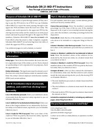 Instructions for Form 150-107-110 Schedule OR-21-MD-PT Pass Through of Distributive Share of Proceeds, Addition, and Credit - Oregon