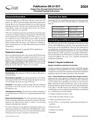 Document preview: Form OR-21-EST (150-107-115) Oregon Pass-Through Entity Elective Tax Estimated Payment Instructions - Oregon, 2024