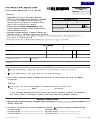 Document preview: Form 150-303-085-1 Food Processor Exemption Claim - Oregon
