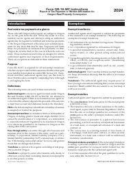 Instructions for Form OR-18-WC, 150-101-284 Report of Tax Payment or Written Affirmation for Oregon Real Property Conveyance - Oregon