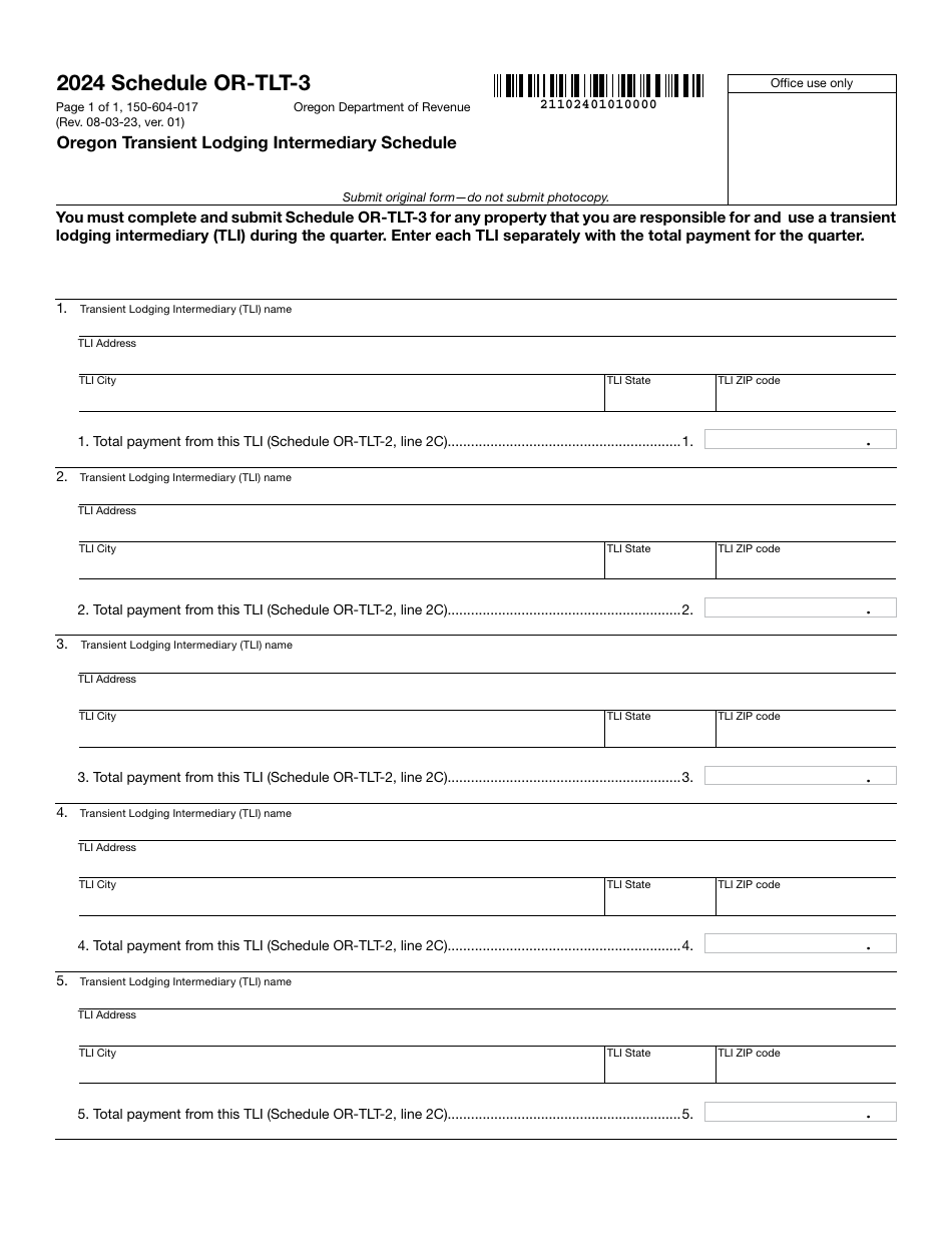 Form 150-604-017 Schedule OR-TLT-3 Download Printable PDF or Fill ...