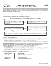 Document preview: Instructions for Form OR-10, 150-101-031 Underpayment of Oregon Estimated Tax - Oregon, 2023