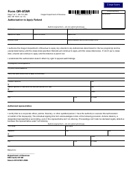 Document preview: Form OR-ATAR (150-101-090) Authorization to Apply Refund - Oregon