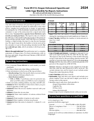 Document preview: Instructions for Form OR-514, 150-105-013 Oregon Unlicensed Cigarette and Little Cigar Monthly Tax Report (For Unlicensed Individual or Business) - Oregon