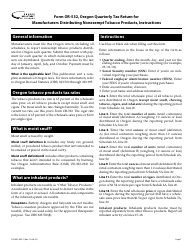 Instructions for Form OR-532, 150-605-005 Oregon Quarterly Tax Return for Manufacturers Distributing Nonexempt Tobacco Products - Oregon