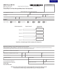 Form OR-19 (150-101-182) Annual Report of Pass-Through Entity Owner Tax Payments - Oregon