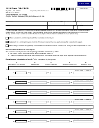 Document preview: Form OR-CROP (150-101-240) Crop Donation Tax Credit - Oregon
