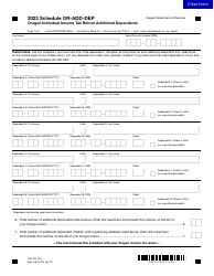 Document preview: Form 150-101-187 Schedule OR-ADD-DEP Oregon Individual Income Tax Return Additional Dependents - Oregon, 2023