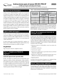 Instrucciones para Formulario 150-101-500-5 Anexo OR-EIC-ITIN-SP Credito Por Ingreso Del Trabajo De Oregon Para Los Declarantes Que Utilizan Numero De Identificacion Personal Del Contribuyente - Oregon (Spanish)