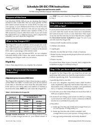 Document preview: Instructions for Form 150-101-500 Schedule OR-EIC-ITIN Oregon Earned Income Credit - Oregon, 2023