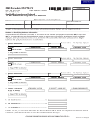 Document preview: Form 150-101-365 Schedule OR-PTE-FY Qualified Business Income Reduced Tax Rate Schedule for Oregon Full-Year Residents - Oregon, 2023