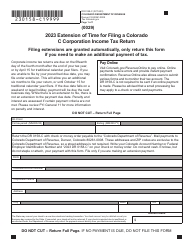 Document preview: Form DR0158-C Extension of Time for Filing a Colorado C Corporation Income Tax Return - Colorado, 2023