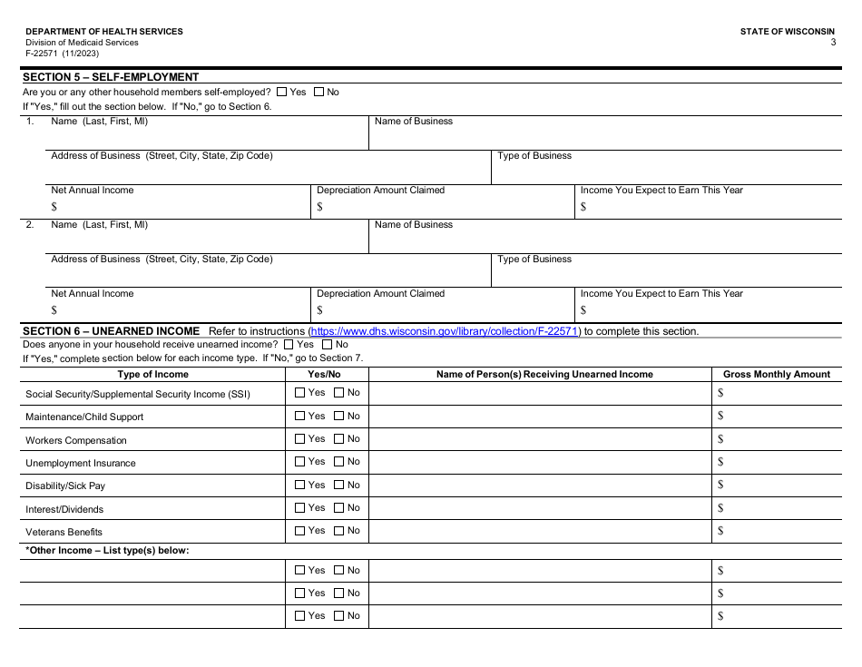 Form F-22571 Caretaker Supplement Application - Wisconsin, Page 3