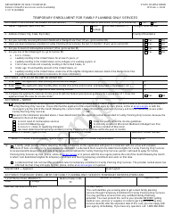Form F-10119 Temporary Enrollment for Family Planning Only Services - Sample - Wisconsin
