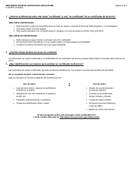 Formulario F-05282S Solicitud De Certificado De Divorcio En Wisconsin - Wisconsin (Spanish), Page 2