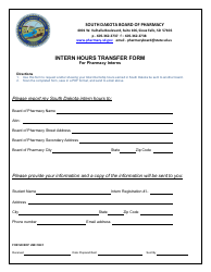Document preview: Intern Hours Transfer Form for Pharmacy Interns - South Dakota