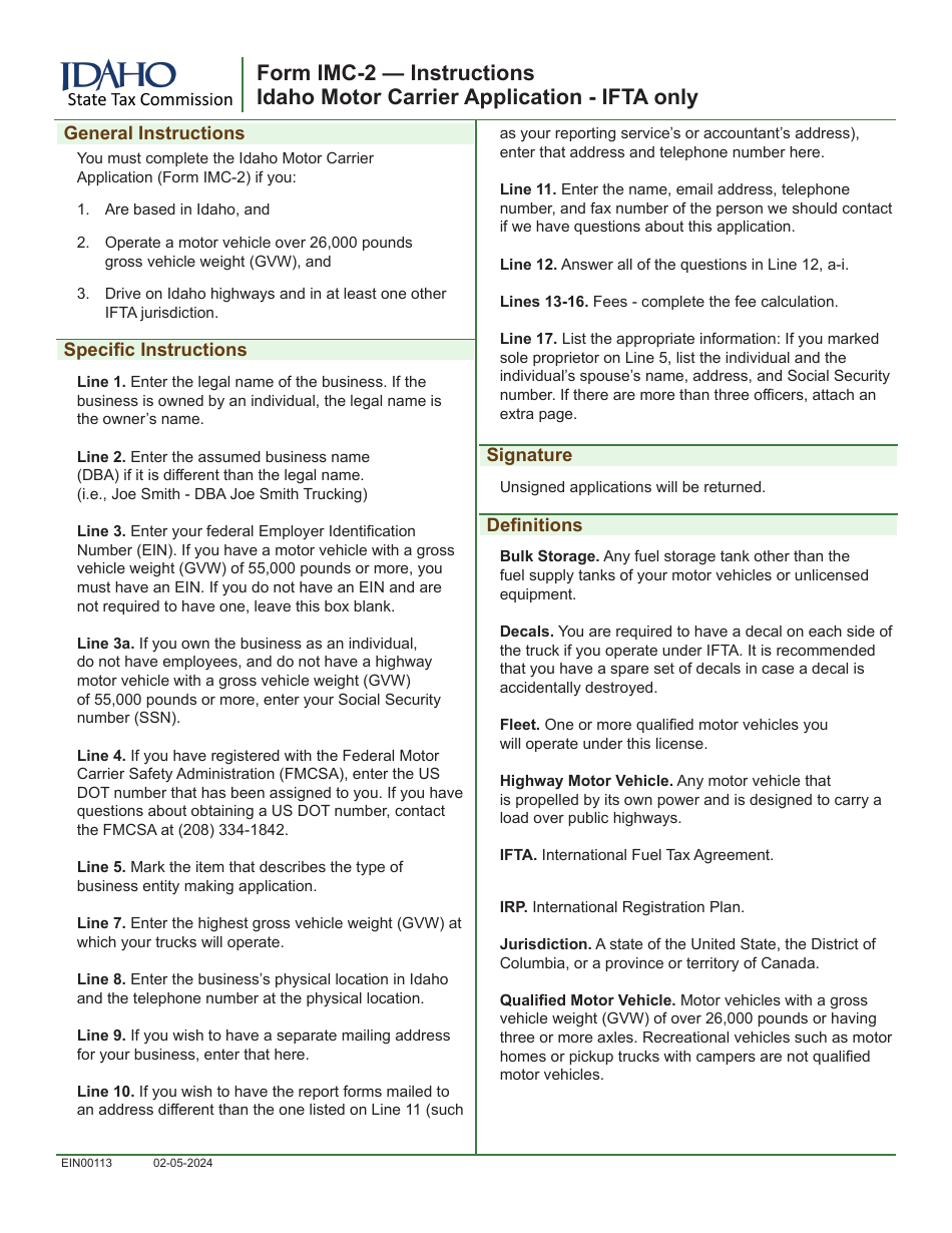Form IMC-2 (EFO00167) Idaho Motor Carrier Application - Ifta Only - Idaho, Page 3