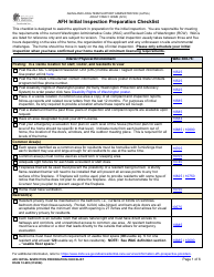 DSHS Form 10-695 Afh Initial Inspection Preparation Checklist - Washington