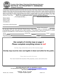 Document preview: Form PDS-524 Notice to Property Owners - County of San Diego, California