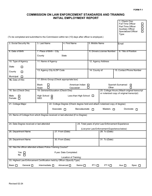 Form F-1 Initial Employment Report - Arkansas