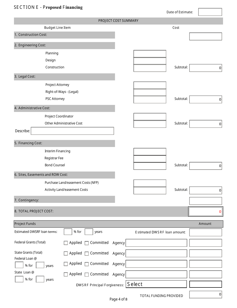 Project Priority List Application - Drinking Water State Revolving Fund - West Virginia, Page 4