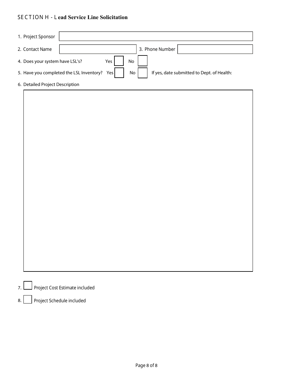 Project Priority List Application - Drinking Water State Revolving Fund - West Virginia, Page 8