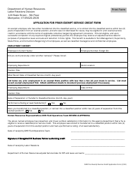 Document preview: Application for Prior Exempt Service Credit Form - Vermont