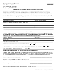 Document preview: Application for Prior Classified Service Credit Form - Vermont