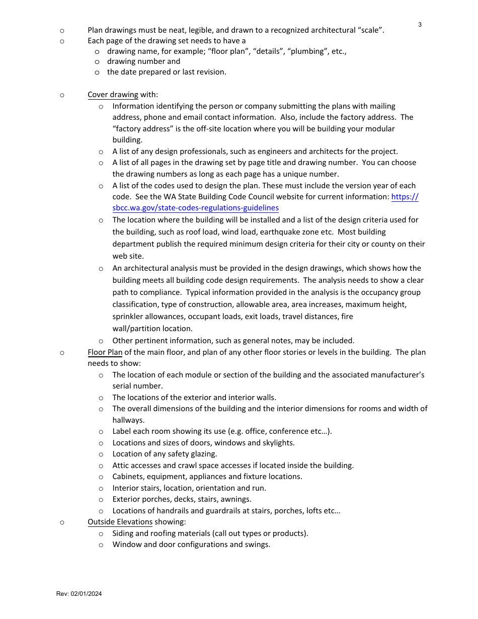 Factory-Built Commercial Buildings - Plan Submittal Checklist - Factory Assembled Structures Program - Washington, Page 3