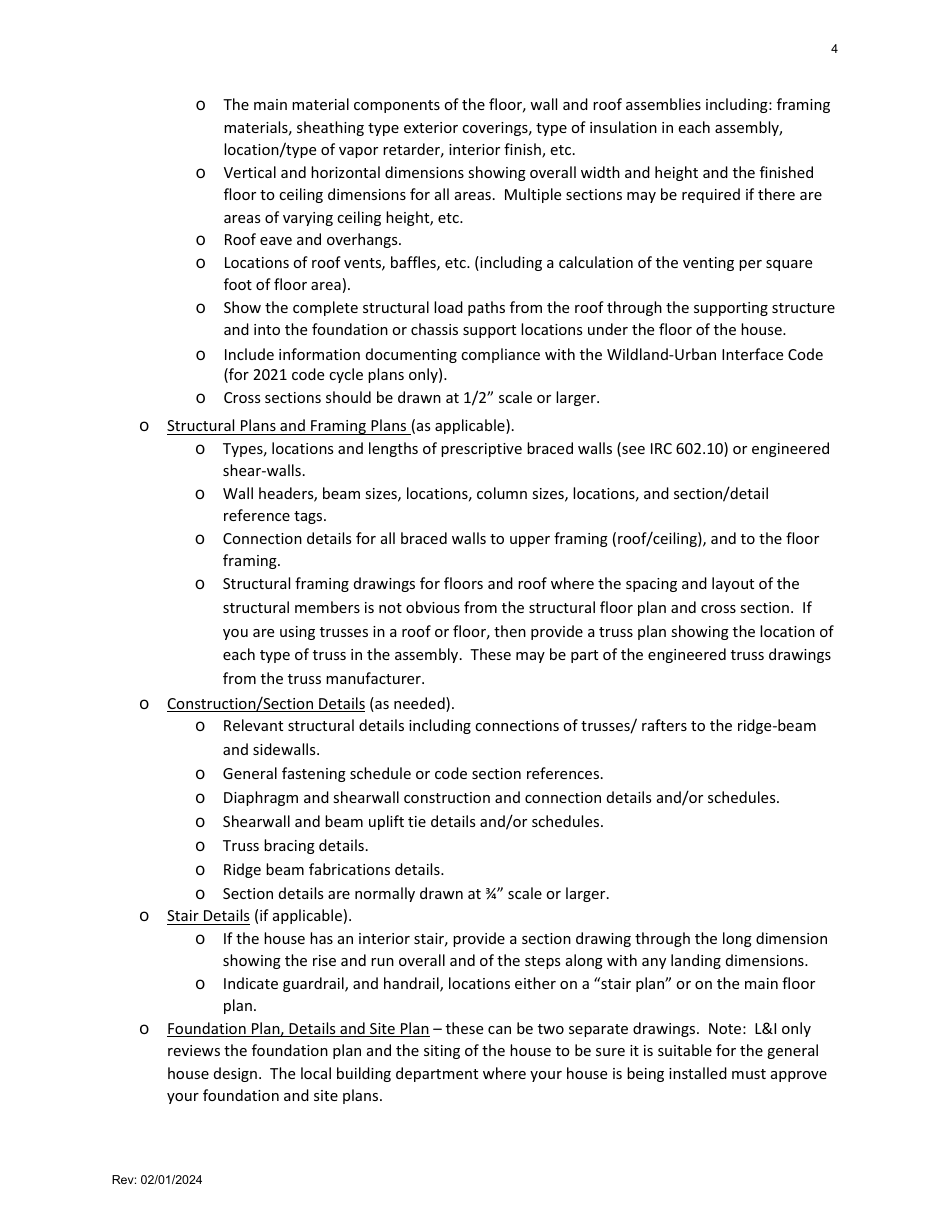 Factory-Built Residential Buildings - Plan Submittal Checklist - Factory Assembled Structures Program - Washington, Page 4