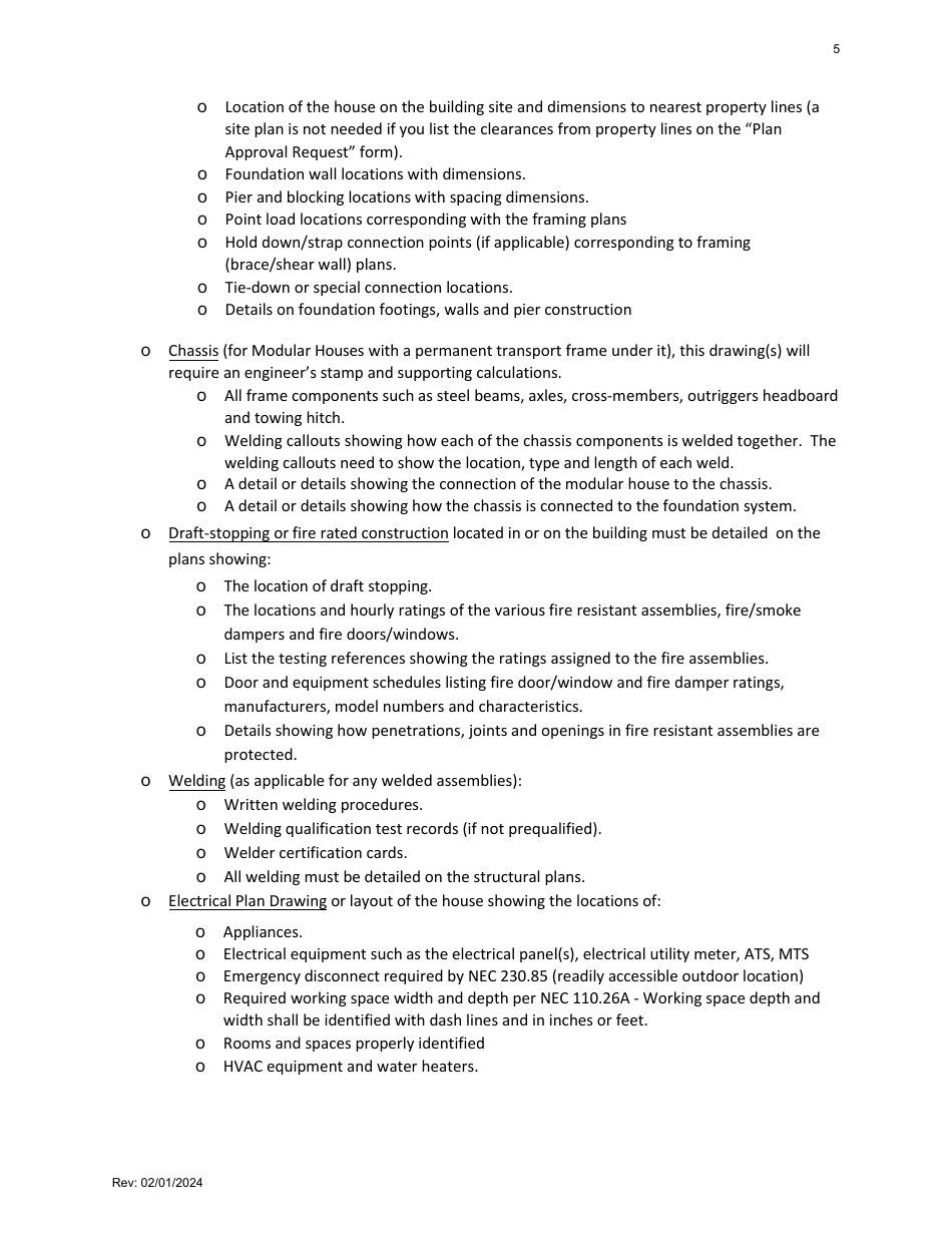 Factory-Built Residential Buildings - Plan Submittal Checklist - Factory Assembled Structures Program - Washington, Page 5
