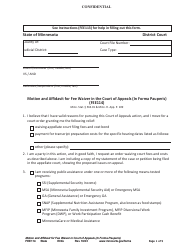 Form FEE114 Motion and Affidavit for Fee Waiver in the Court of Appeals (In Forma Pauperis) - Minnesota