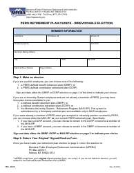 Document preview: Form MBS-0039 Pers Retirement Plan Choice - Irrevocable Election - Montana