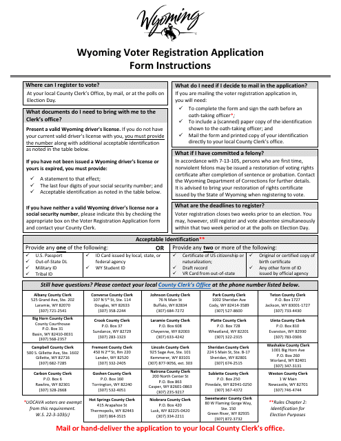 Wyoming Voter Registration Application and Change Form - Wyoming