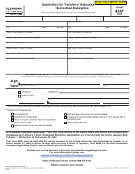 Form 458T Application for Transfer of Nebraska Homestead Exemption - Nebraska