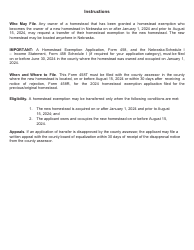 Form 458T Application for Transfer of Nebraska Homestead Exemption - Nebraska, Page 2