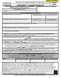 Form 458 Nebraska Homestead Exemption Application - Nebraska