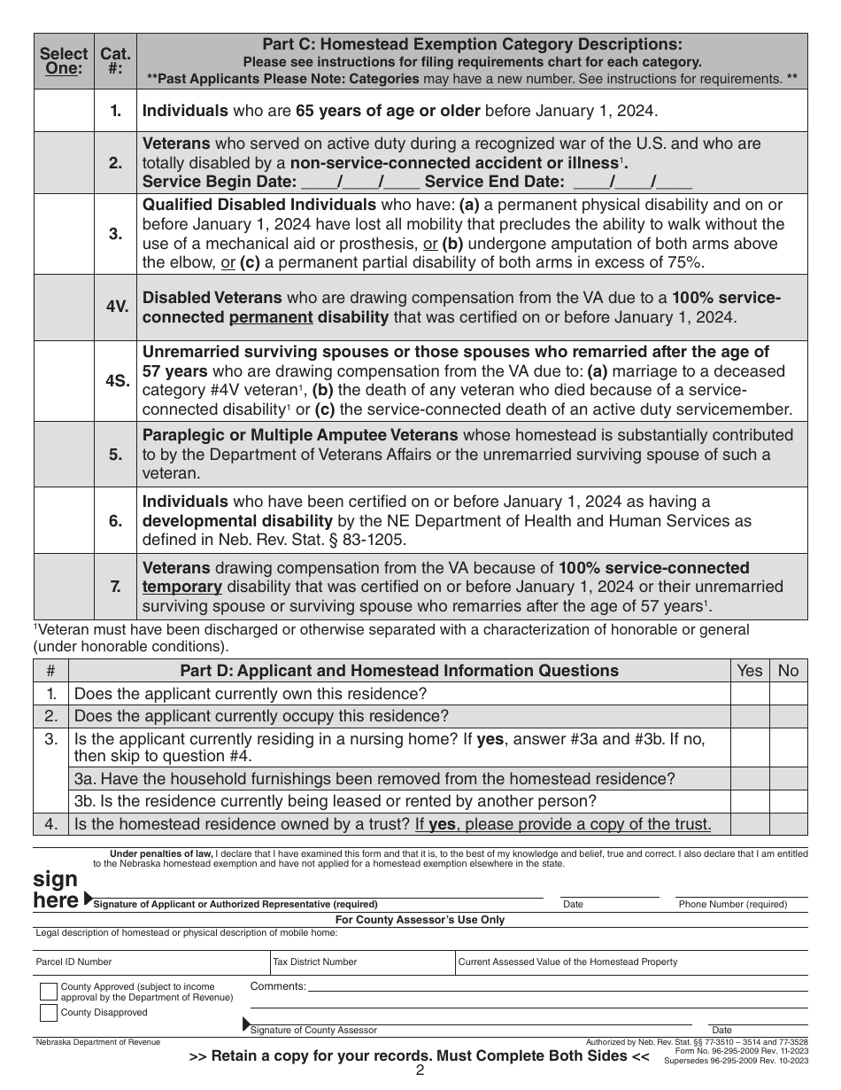 Nebraska Homestead Exemption 2024 Table Stace Elizabet