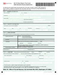 Document preview: Form AD-101 New Owner - First Level Administrative Review Application - Washington, D.C.