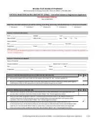 Certified Registered Nurse Anesthetist (Crna) - Controlled Substance Registration Application - Nevada, Page 2