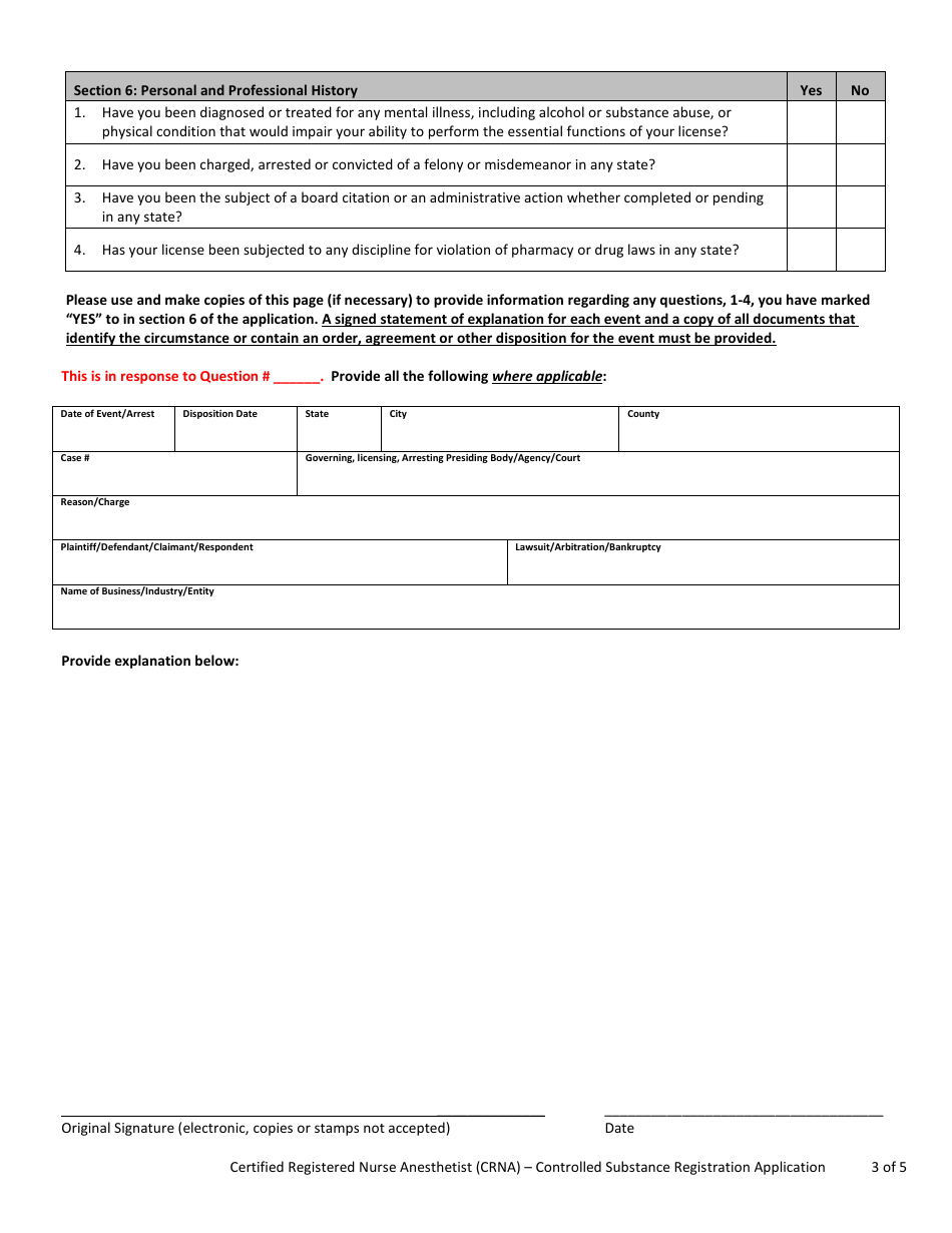 Certified Registered Nurse Anesthetist (Crna) - Controlled Substance Registration Application - Nevada, Page 3