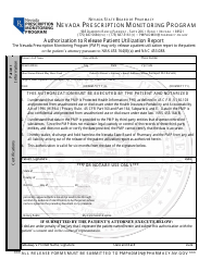 Document preview: Authorization to Release Patient Utilization Report - Nevada Prescription Monitoring Program - Nevada