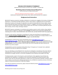 Marketing Code of Conduct Annual Filing Form - Nevada