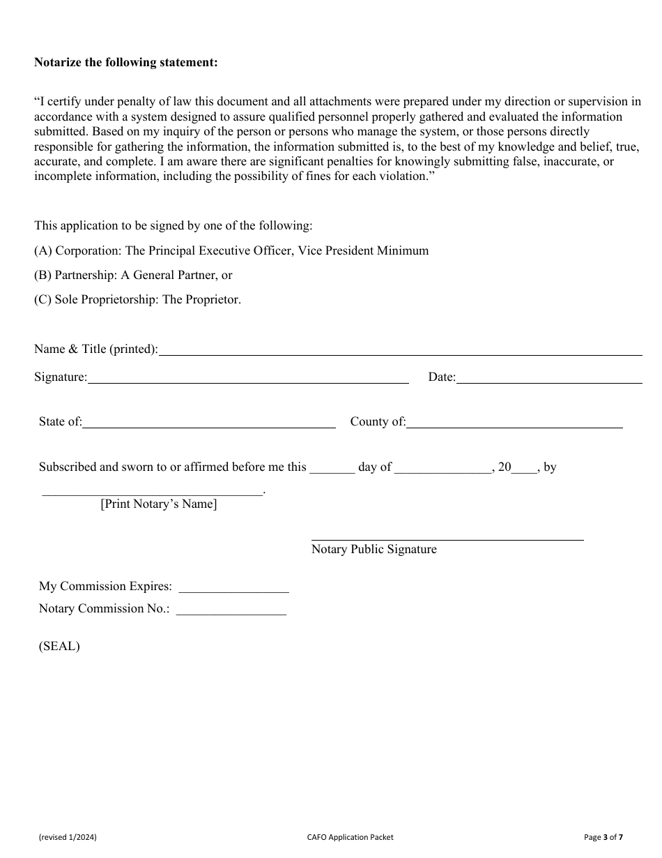Form AEMS115 Concentrated Animal Feeding Operation (Cafo) Application - Oklahoma, Page 3