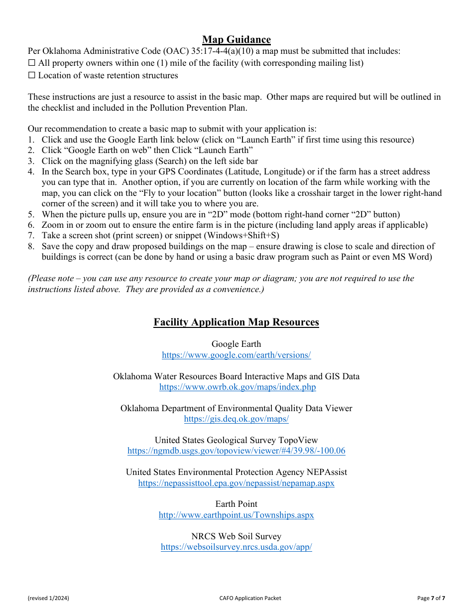Form AEMS115 Concentrated Animal Feeding Operation (Cafo) Application - Oklahoma, Page 7