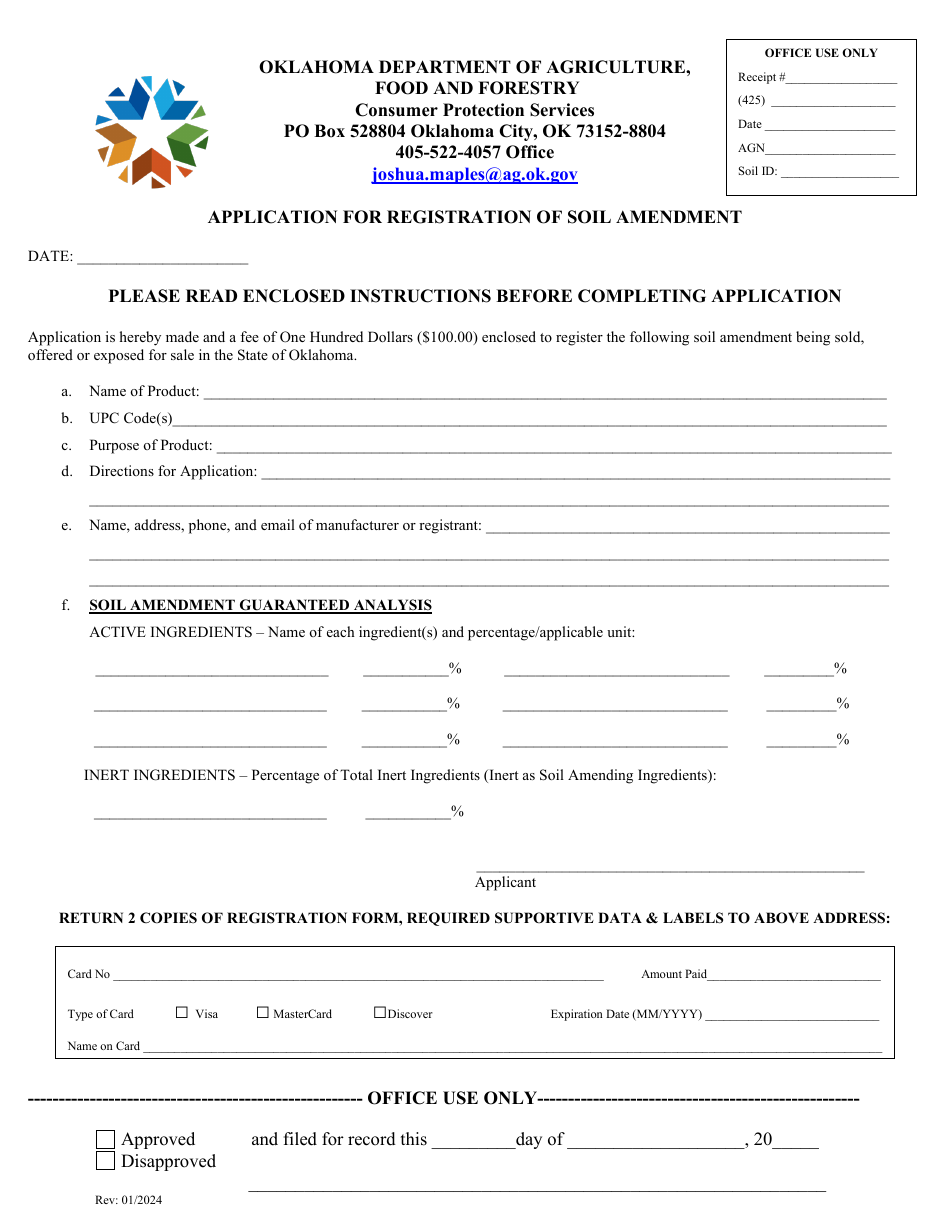 Application for Registration of Soil Amendment - Oklahoma, Page 3