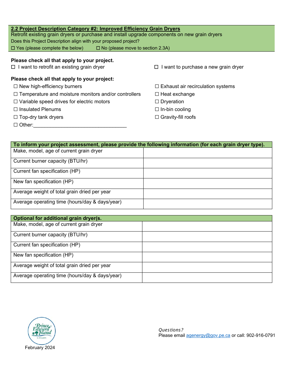 Application Form - Agriculture Energy Systems Pilot Program - Prince Edward Island, Canada, Page 3