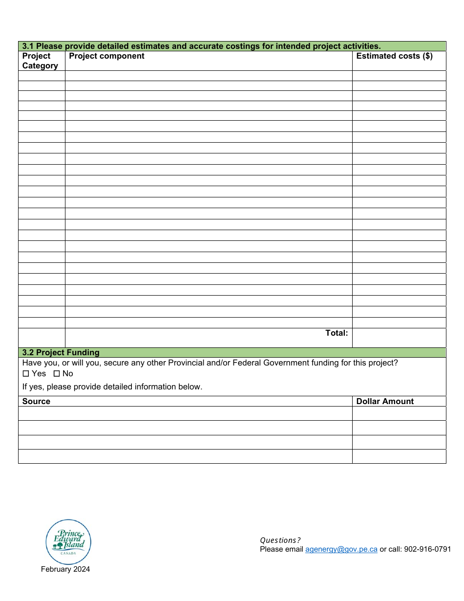 Application Form - Agriculture Energy Systems Pilot Program - Prince Edward Island, Canada, Page 5